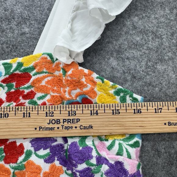 J.Marie Women Dress Size M White Linen Blend Embroidered Sleeveless Summer Beach - Picture 12 of 14